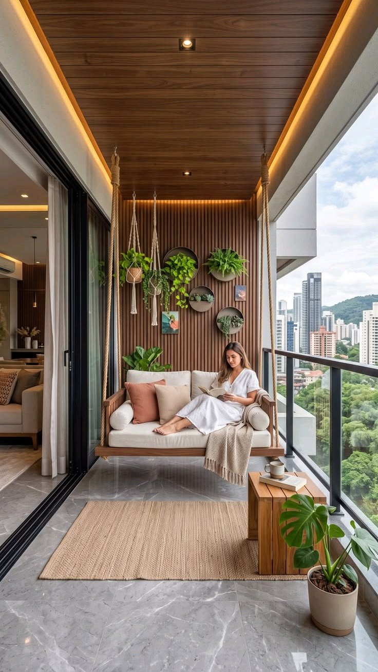 Warm panelled balcony
