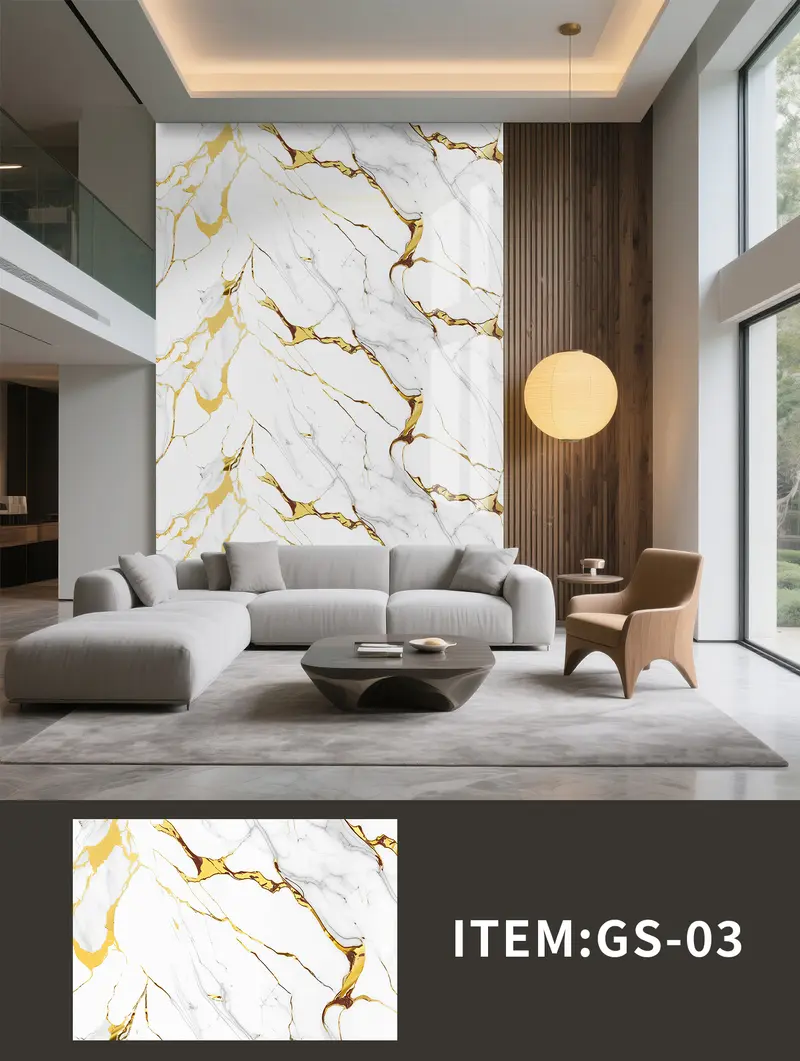 Golden UV Sticker Design GS-03 — wall application and pattern