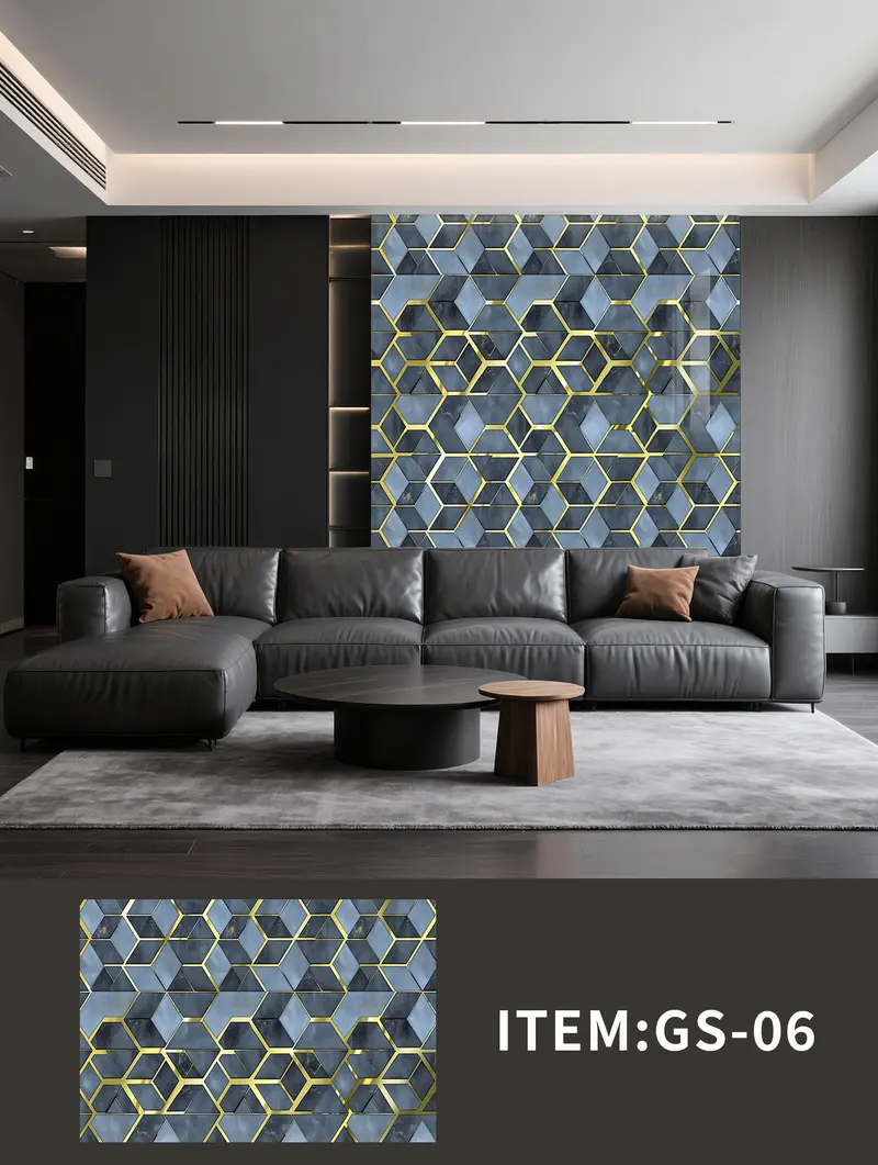 Golden UV Sticker Design GS-06 — wall application and pattern