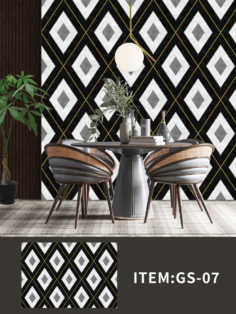 Golden UV Sticker Design GS-07 — wall application and pattern
