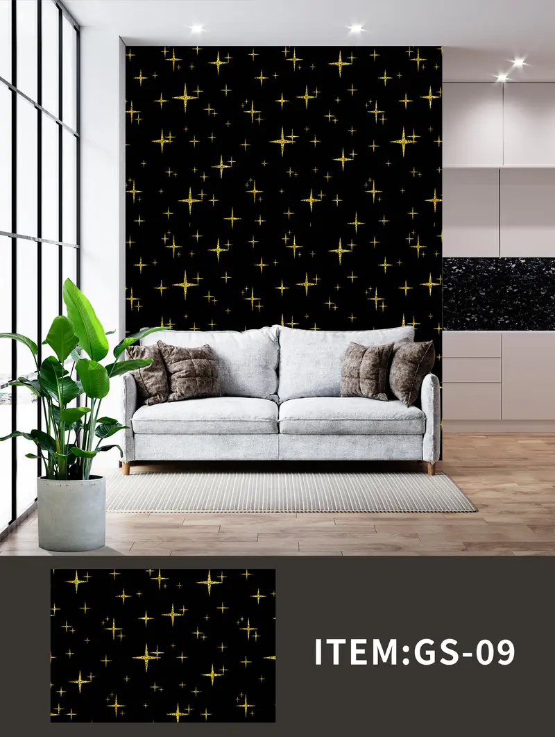 Golden UV Sticker Design GS-09 — wall application and pattern