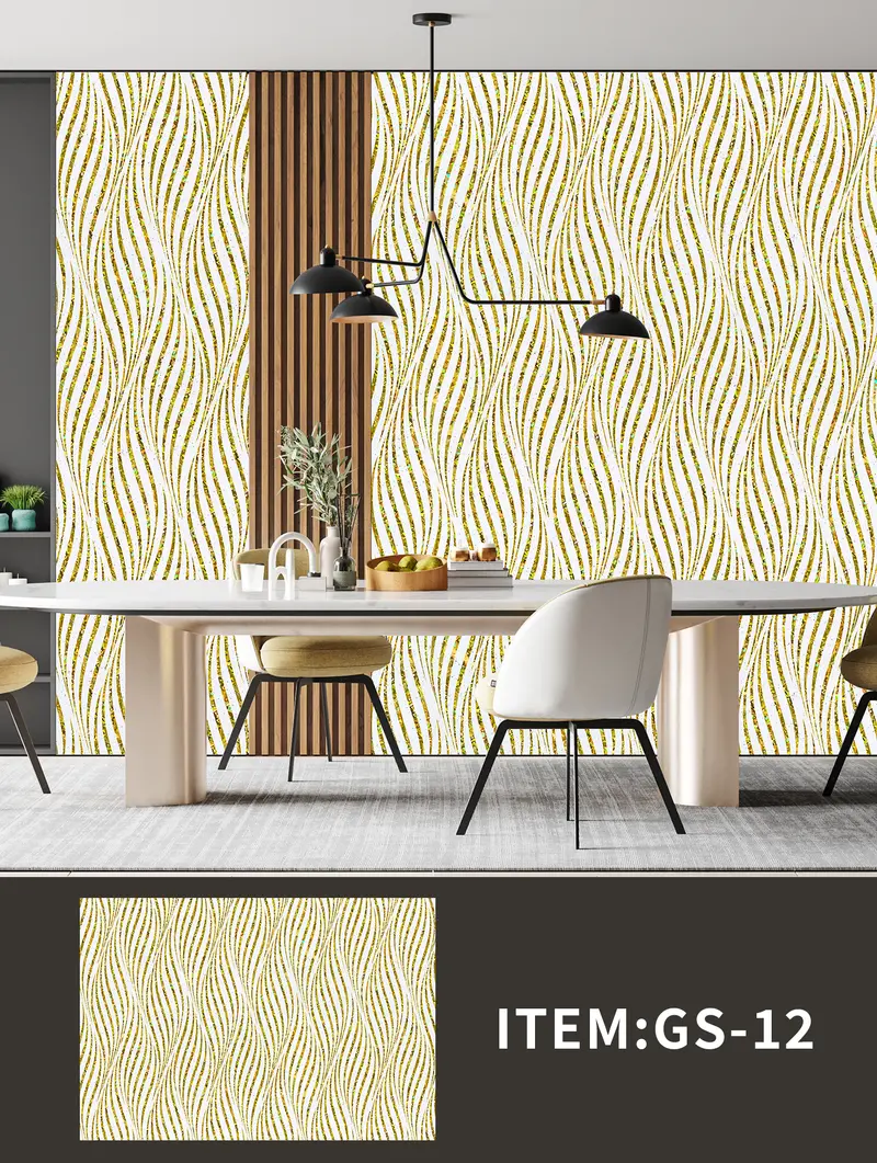 Golden UV Sticker Design GS-12 — wall application and pattern