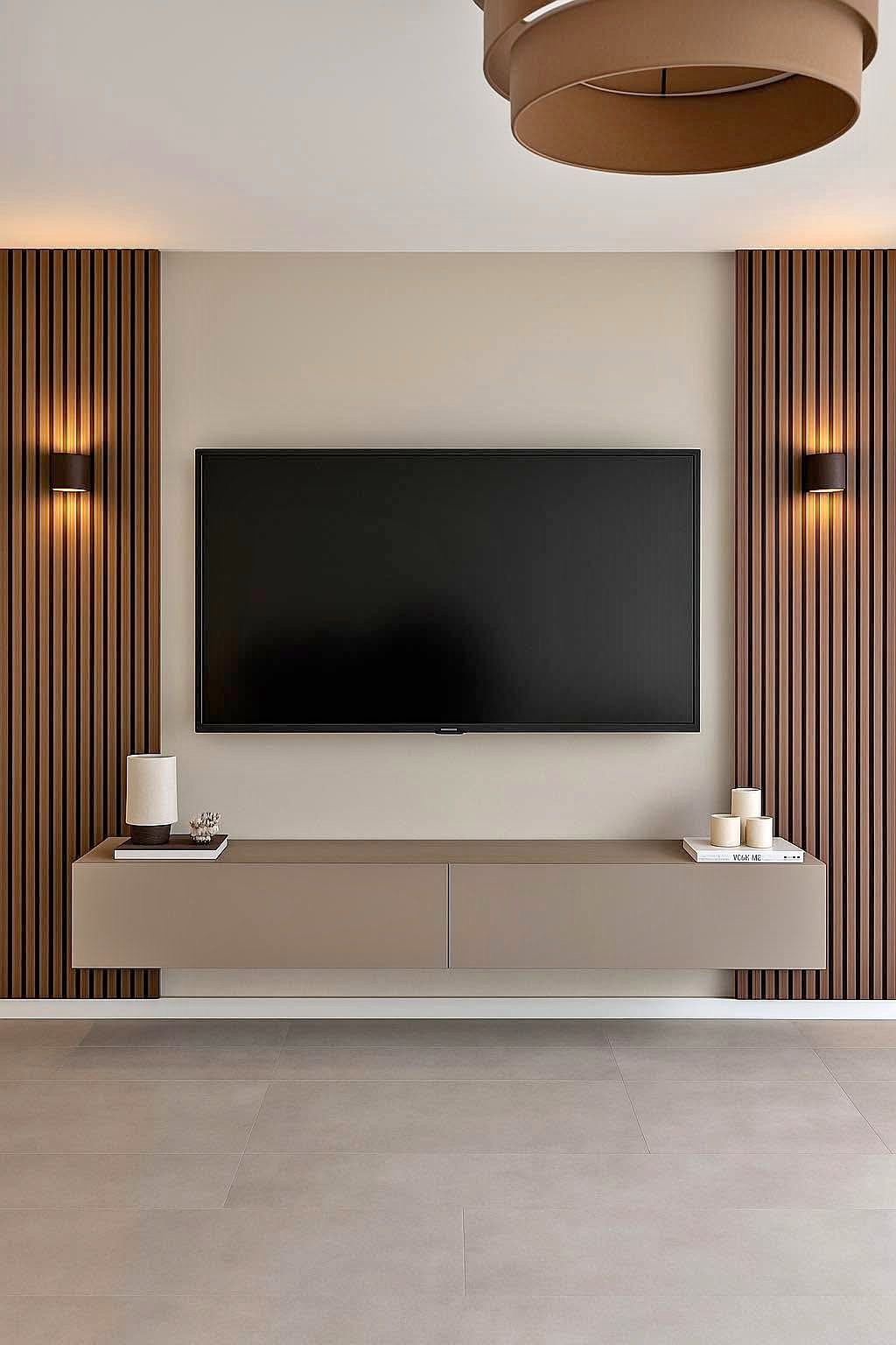 Premium TV wall with decorative panels