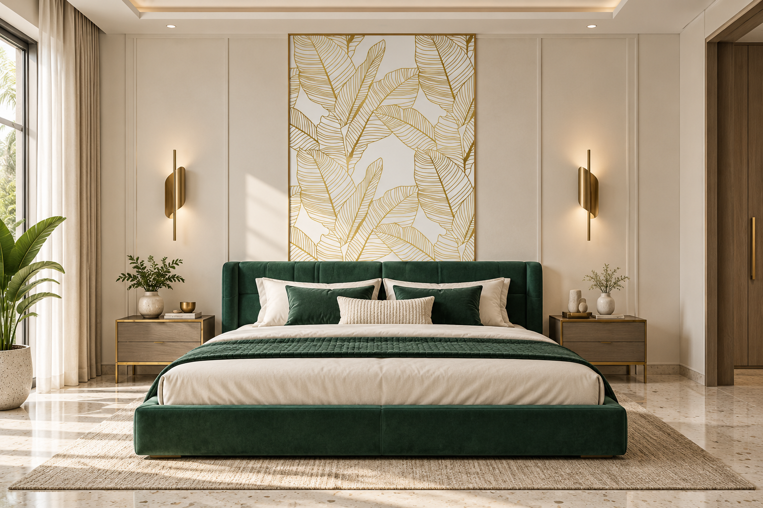 Botanical Gold bed back wall using GS-10
